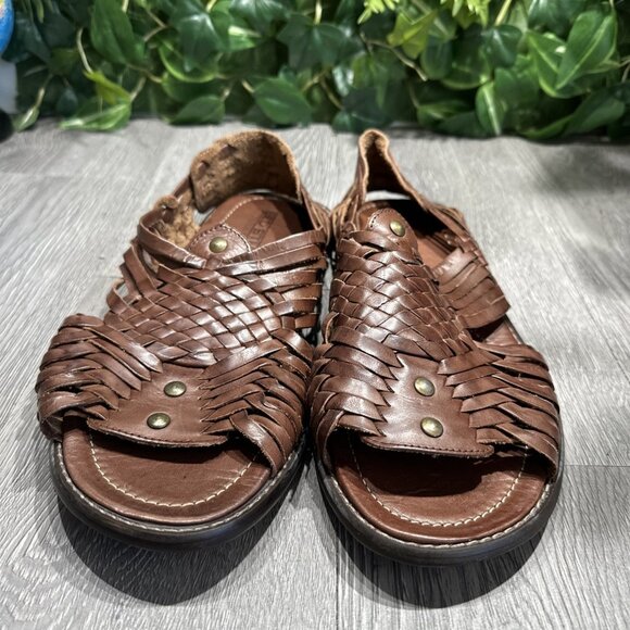 BED STU Handcraft woven Sandals Leather Brown Men’s Size US 12 Flat main image 6